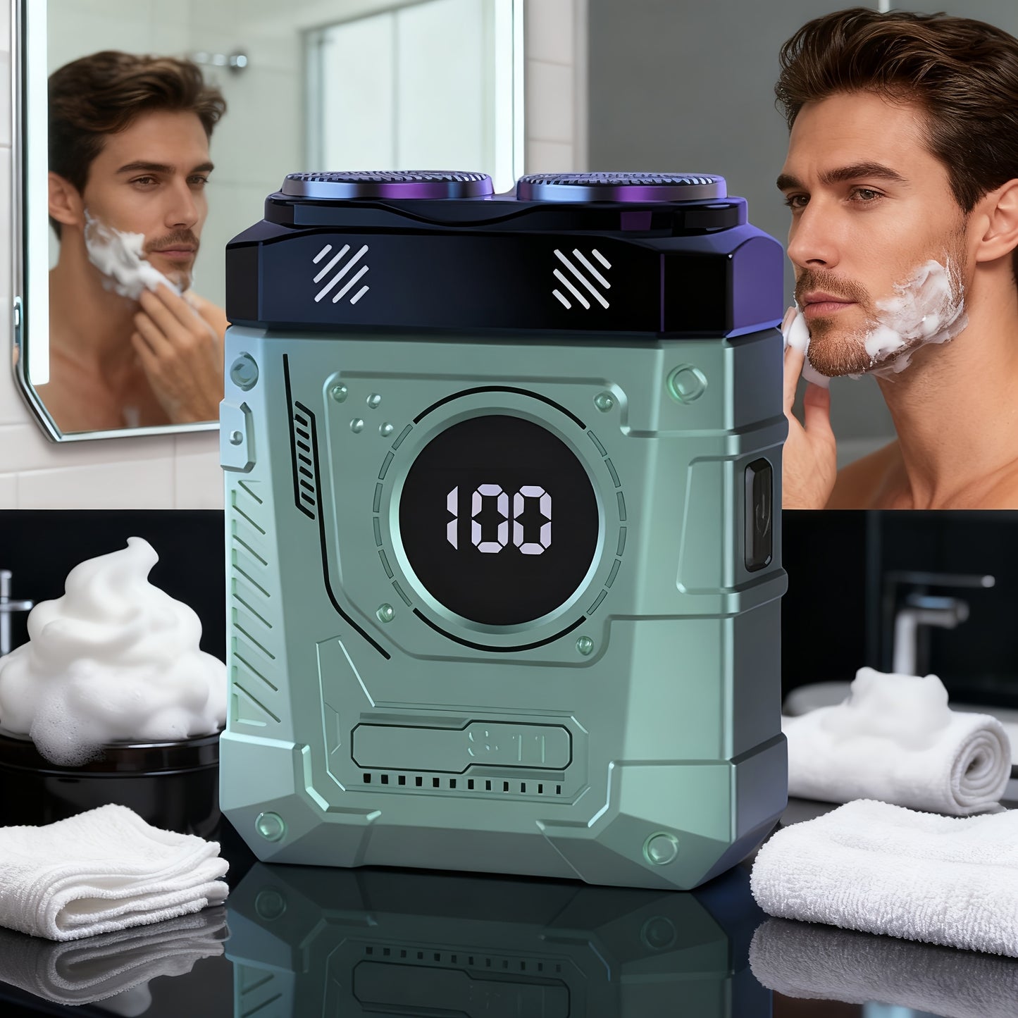 Electric Rotary Shaver for Men Portable Mini USB Rechargeable Dual Head Motor Pocket Size One-Button Operation Long Battery Life Travel Home Cordless Electric Razor Gift for Men
