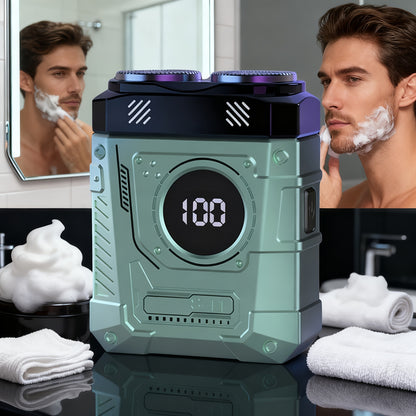 Electric Rotary Shaver for Men Portable Mini USB Rechargeable Dual Head Motor Pocket Size One-Button Operation Long Battery Life Travel Home Cordless Electric Razor Gift for Men