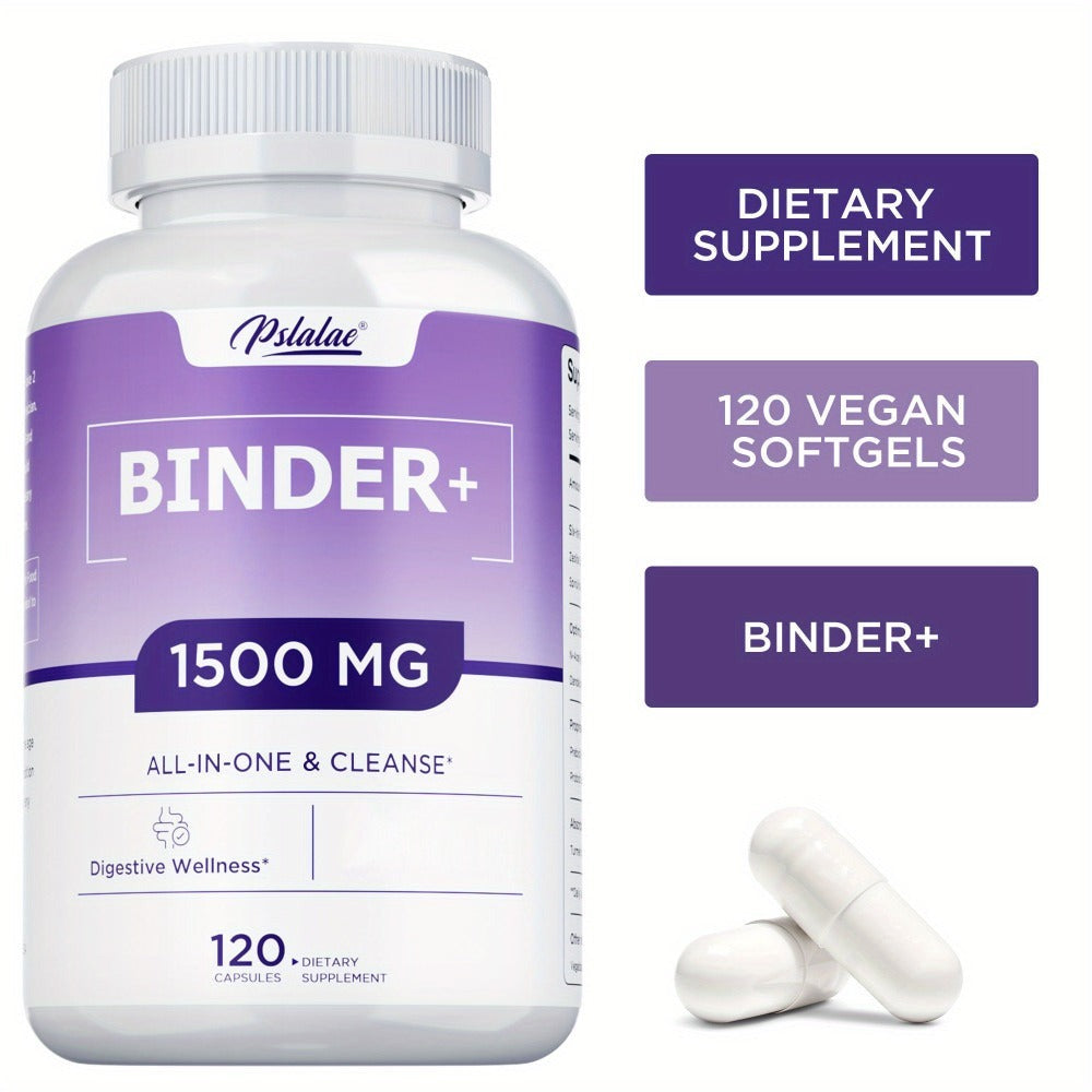 Binder - with Activated Charcoal, Zeolite & Bentonite Clay, Liver & Gut Health Supports, for Digestive System, 13-In-1 Binder Supplement - 120pcs
