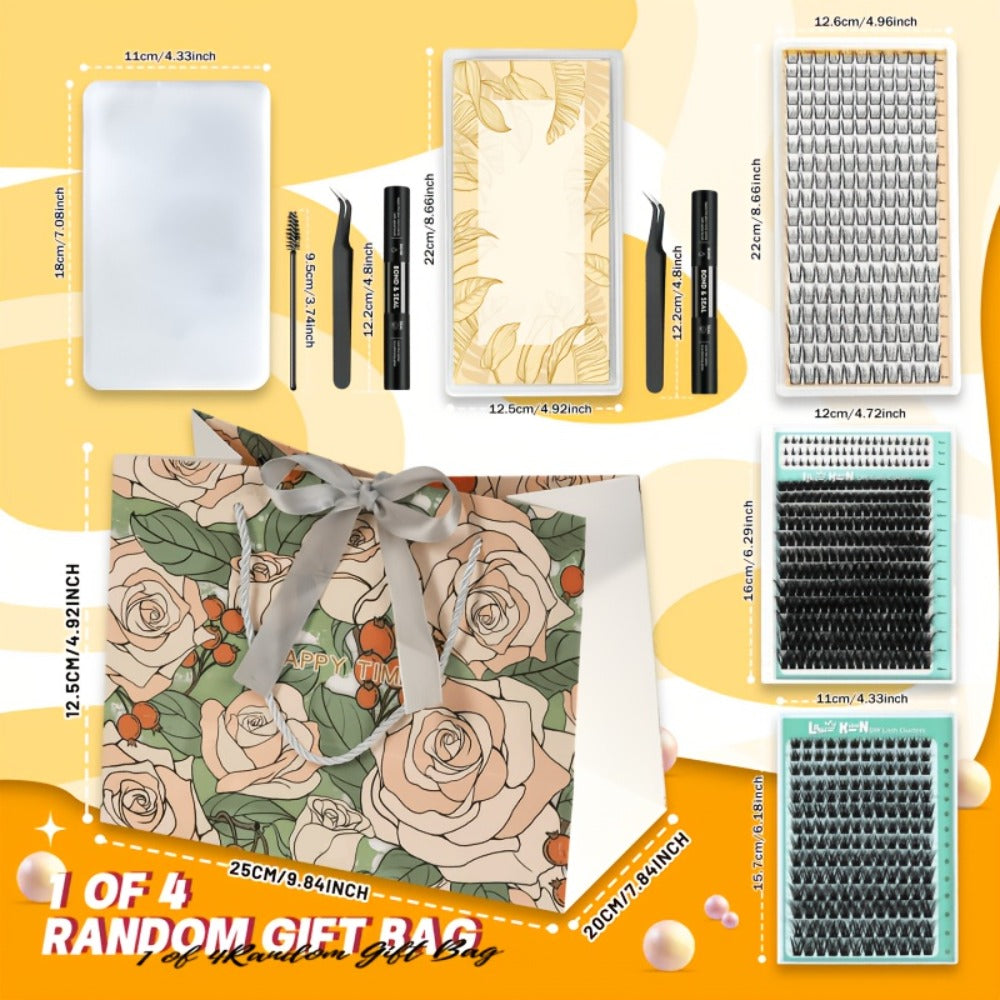 Lash Clusters Kit 5 Boxes Lash Clusters Gift/209/276/708/800pcs False Eyelashes, Fluffy Wispy Manga Fairy Lashes Top And Bottom Lash Clusters with Gift Bags, Natural Volume Lashes Long Lasting Reusable Lashes Beauty Gift for Mom Wife Daughter Friend