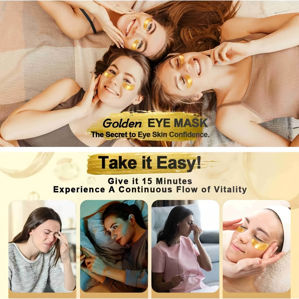 [Hypoallergenic Skincare Gift] 50 Pairs Of Golden Crystal Eye Patches With Collagen, Glycerin And Moisturizing Ingredients To Keep Light Beige Hydrated, Hypoallergenic, Daily Skincare For Men And Women, Gentle Formula, Hypoallergenic, Suitable For All Lig