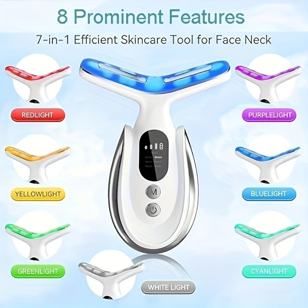 7-In-1 Multifunctional Neck And Facial Massager with LED Lights - Rechargeable, USB Charging, Lithium Battery Gift for Mom on Mother'S Day