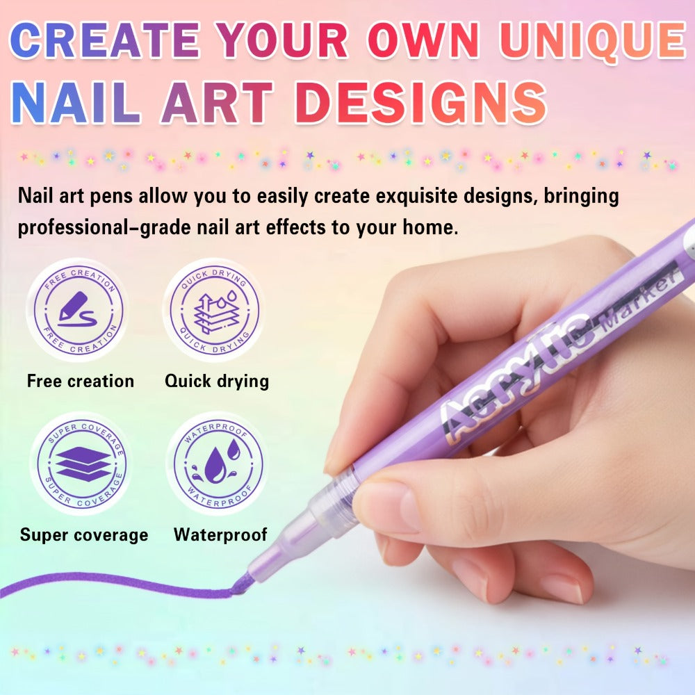 12/24/36 Colors Nail Polish Pen Set, Nail Art Pens For Painting, Black White Liner Gel Polish, Dotting French Tips Drawing Liner Brush Pen, Waterproof Acrylic Marker Pen, Nail Art Decoration Kit