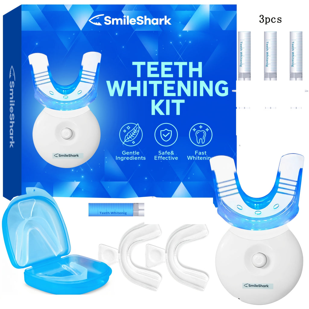 Teeth Set, LED Light Tooth Whitener With Teeth Gel, Mouth Trays, Brush And Tray Case -Fast Restores Your White Smile Mint