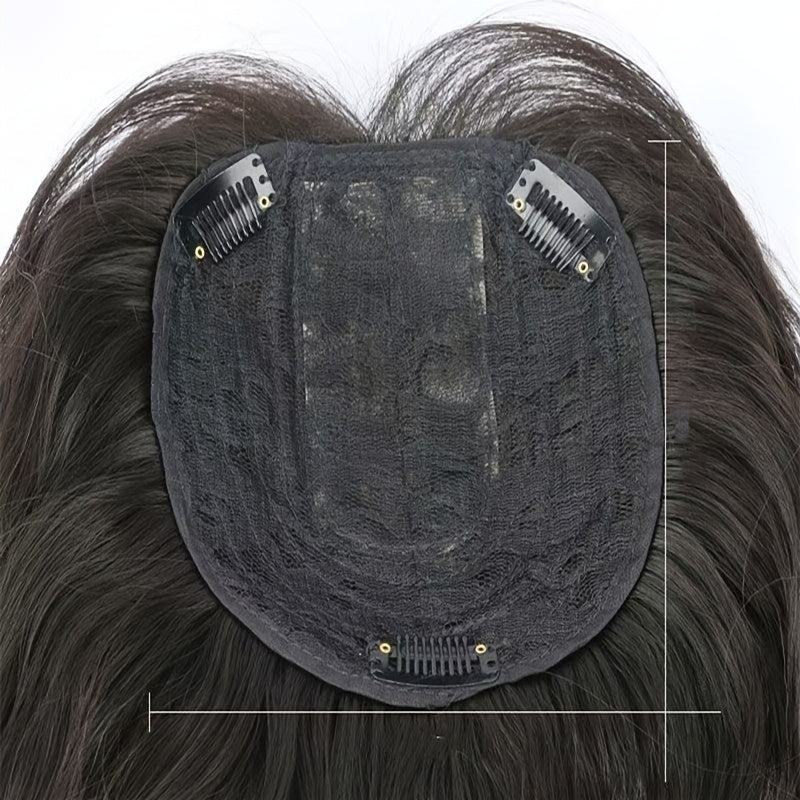 9.8In Women'S Long Hair with Bangs on Top of Hair Extension Piece, White Hair Top Cover-Up Device, Women'S Top Hair Extension Piece, Women'S Hair Volume Increase Top Wig, Women'S Lightweight Hair Patch