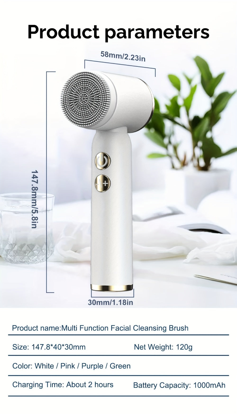 6-In-1 Facial Cleansing Brush, USB Rechargeable Face Scrub Brush for Cleansing, Removing, Exfoliating And Massaging, Gifts for Women, Mother'S Day Gift