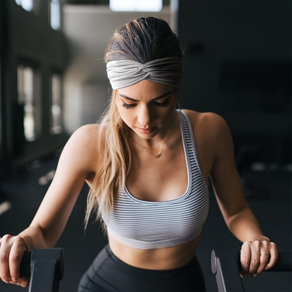 Stretchy Headbands 20pcs Bulk Soft Sweat-Wicking Sports Turban Bandanas for Women Men Non-Slip Elastic Knot Hair Wraps Breathable Solid Colors for Yoga Running Gym Workout Daily Fashion