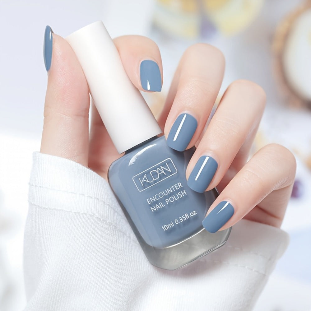 2 Bottles Elegant Gray-Blue Gel Nail Polish 0.35 Fl Oz Each No-Bake No Lamp Needed -Off Removal Quick-Dry Long-Lasting Shine Refined Gray-Blue Shade Perfect for Manicures And Professional Or Daily Wear