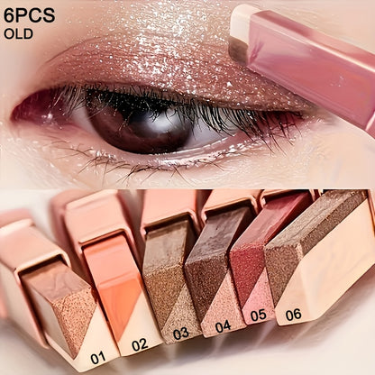 Eyeshadow Stick Set 6pcs Dual-Color Waterproof Long-Lasting Eye Shadow Pencil Kit - Smudge-Proof, Highly Pigmented, Easy Blending Makeup for Women & Girls