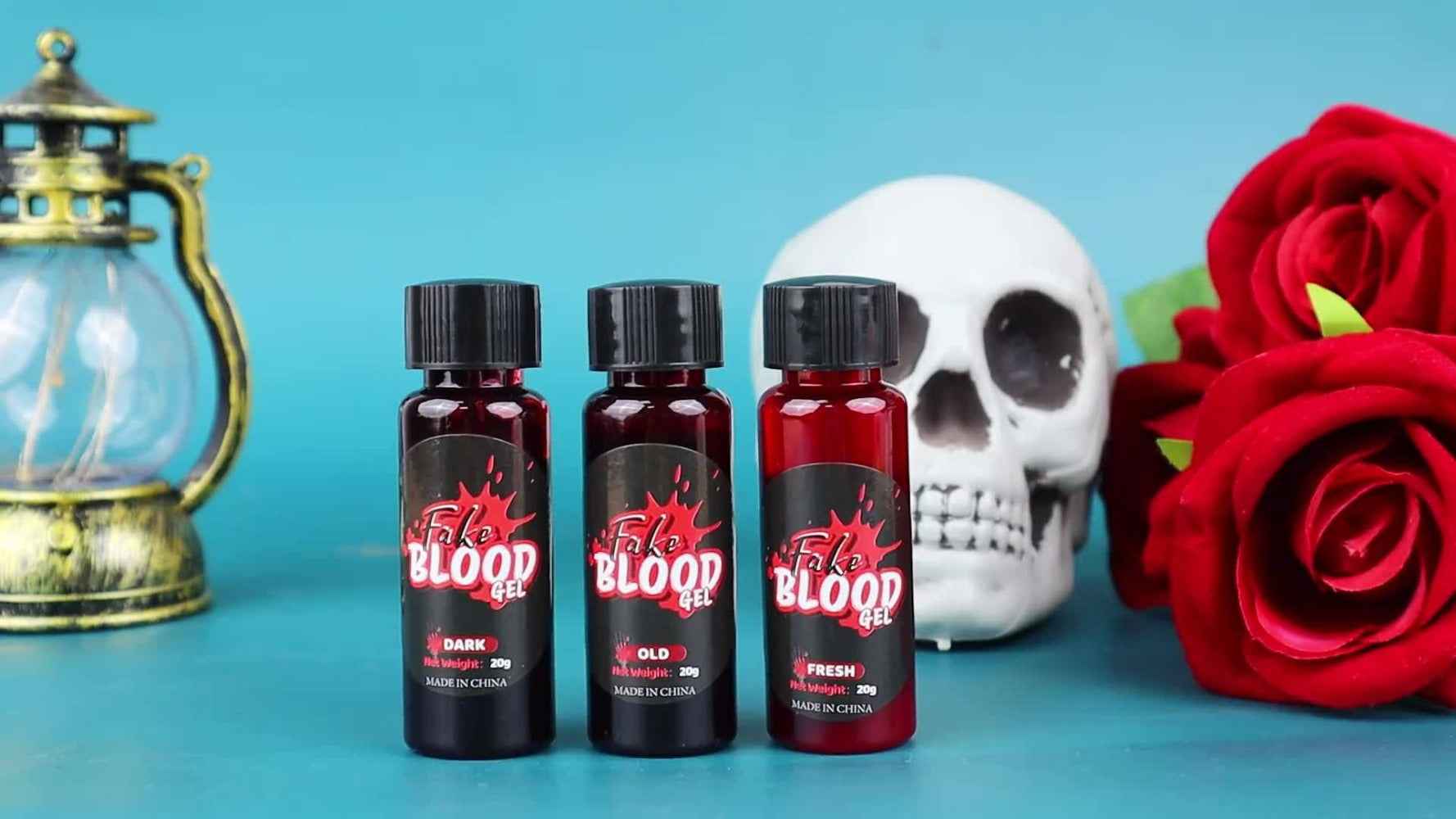3pcs Fake Blood Makeup Kit, Realistic Sticky Fake Fresh Blood with Brush, Washable Coagulated Dark Old Blood, Theater, Zombie, Vampire Monster SFX Scary Clown Cosplay Makeup Special Effects Dress Up