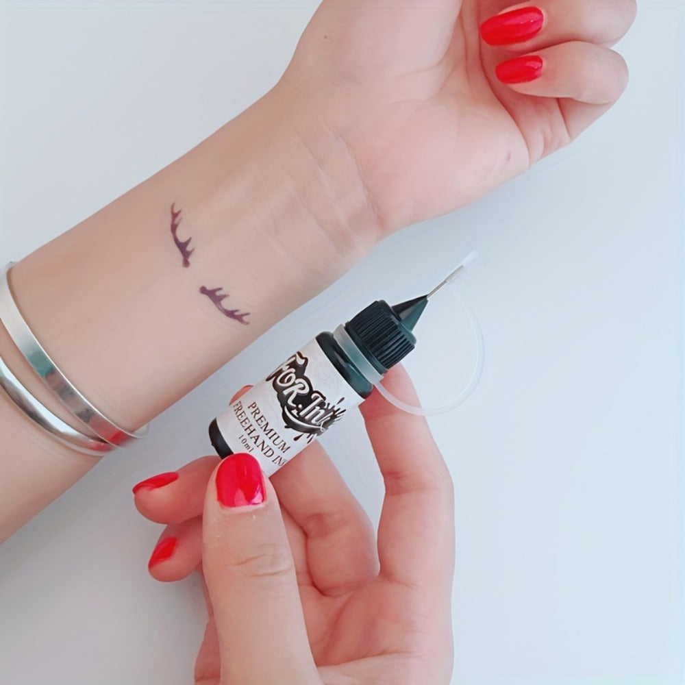 for. INK Premium Body Art Stencils: 2-Pack with Coffee Dye Ink And Flash Spray - Hollow Templates for DIY Freehand Ink Tattoos Designs
