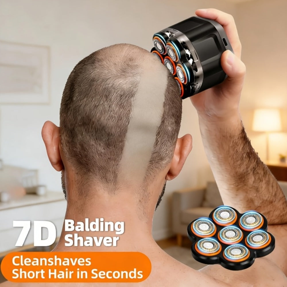 7D Men'S Electric Shaver, Bald Men'S Head Shaver, USB-C Charging Port, IPX5 Rated Waterproof, Full Body Washable 7D Floating Head Shaver, Bald Man'S Head Shaver, Comes With Magnetic Removable Blades, Perfect Ideal Gift For Him!
