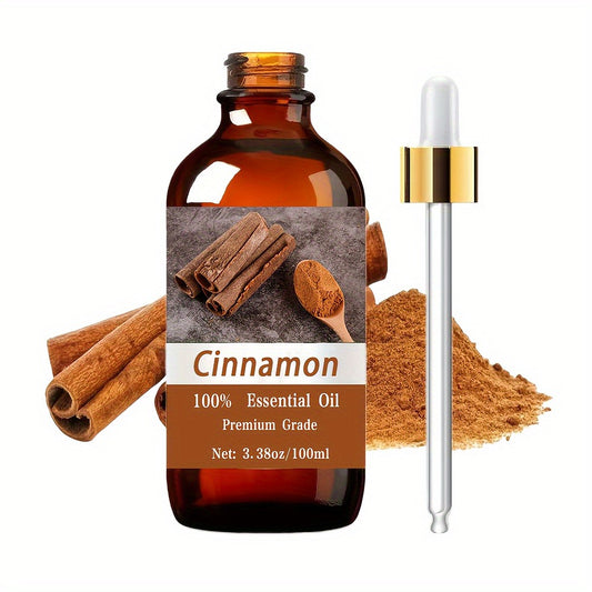 Massage Cinnamon Essential Oil 100% Pure Therapeutic Grade for Hair Skin Care Aromatherapy Diffuser Warming Relaxation Meditation Men Women Gift 100ml 3.38oz