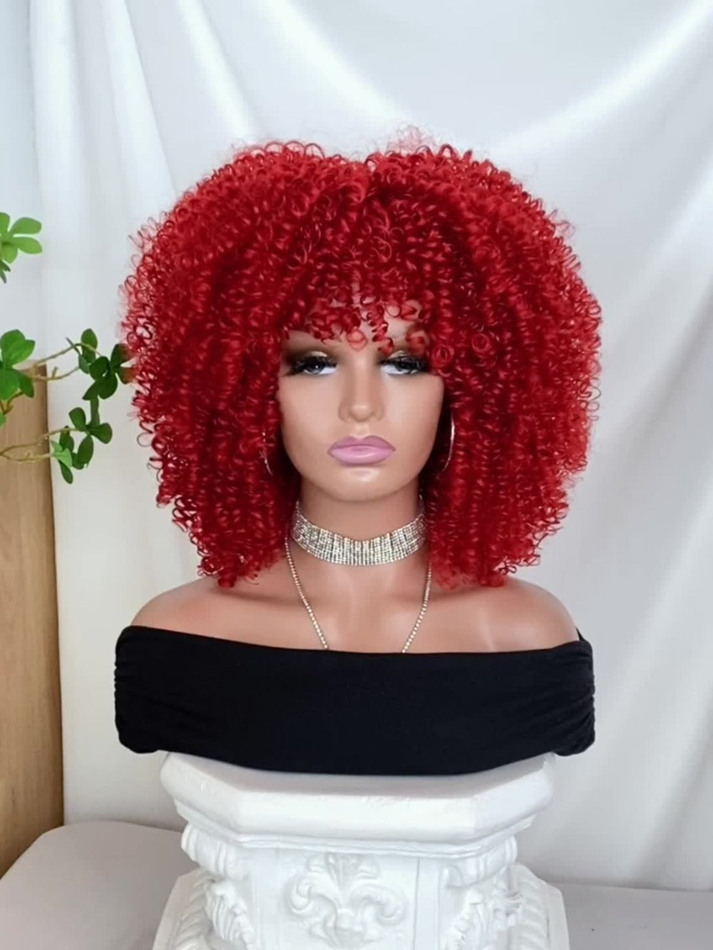 Afro Kinky Curly Wig Synthetic Short 16 Inch — 18 Colors, Heat Resistant, Elastic Net Cap, Women's Fashion Wig for Daily Wear, Cosplay, Party & Music Festival