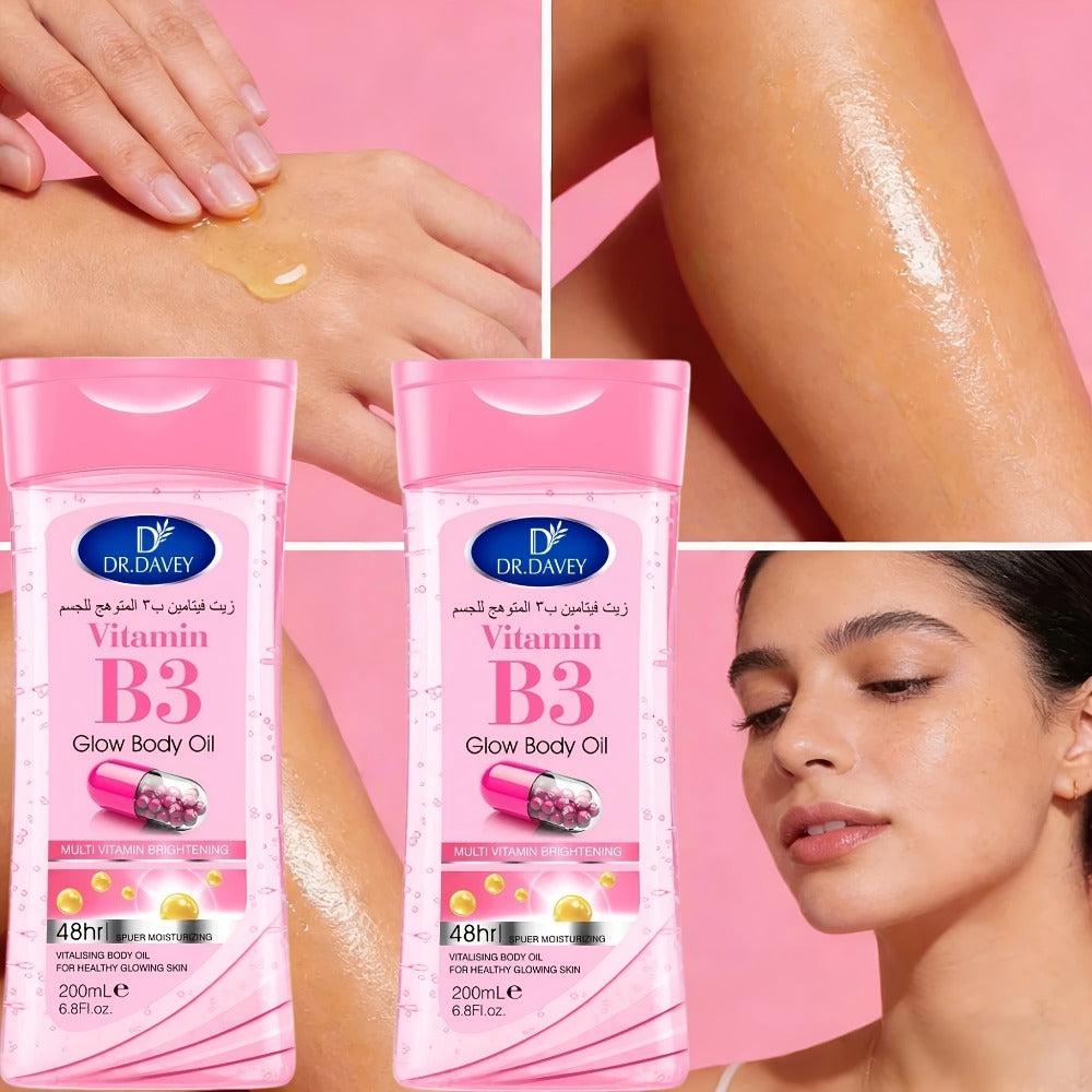 2pcs Vitamin B3 Skin Body Oil- Hypoallergenic, One Bottle Can Take Care Of The Entire Body Including Hair, Body And Nails. Light Texture, Non-greasy, Easy to Absorb, Multi-functional, Home Essential, Gift for Mom, Mother's Day Gift