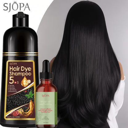 Hair Coloring Shampoo 5-in-1 Herbal Formula with Rosemary Oil - 100% Gray Hair Coverage Long Lasting Moisturizing Unisex Color Shampoo Set Black Brown Purple Red White Multi Color 500ml
