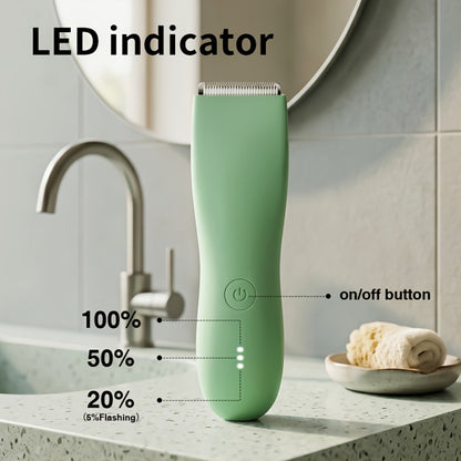 Body Hair Trimmer IPX6 Waterproof Replaceable Ceramic Blades with Limit Comb - Electric Groin Trimmer for Men Bikini Trimmer for Women Manscaping Groomer Black Green Purple Pink