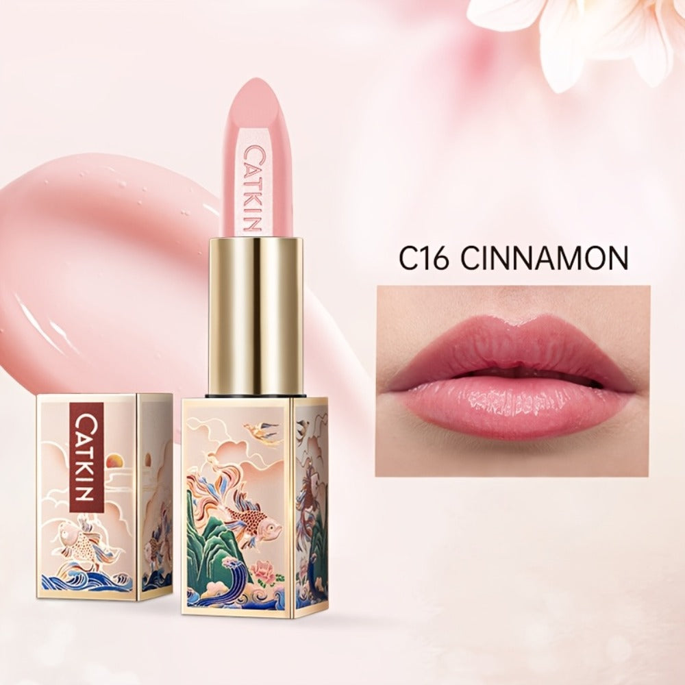 Color Changing Lip Balm Moisturizing Glossy Finish - Plant Squalane Vitamin E Nourishing Hydrating Lip Care Tinted Balm for Women Multiple Shades CATKIN
