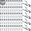 100pcs Bulk Stainless Steel Nail Clippers Suitable for Men & Women - Heavy-Duty Flat Toenail & Fingernail Trimmers with Pointed Tip, Portable Travel Manicure Pedicure Set, Compact for,, Gym, Use (No Folding)