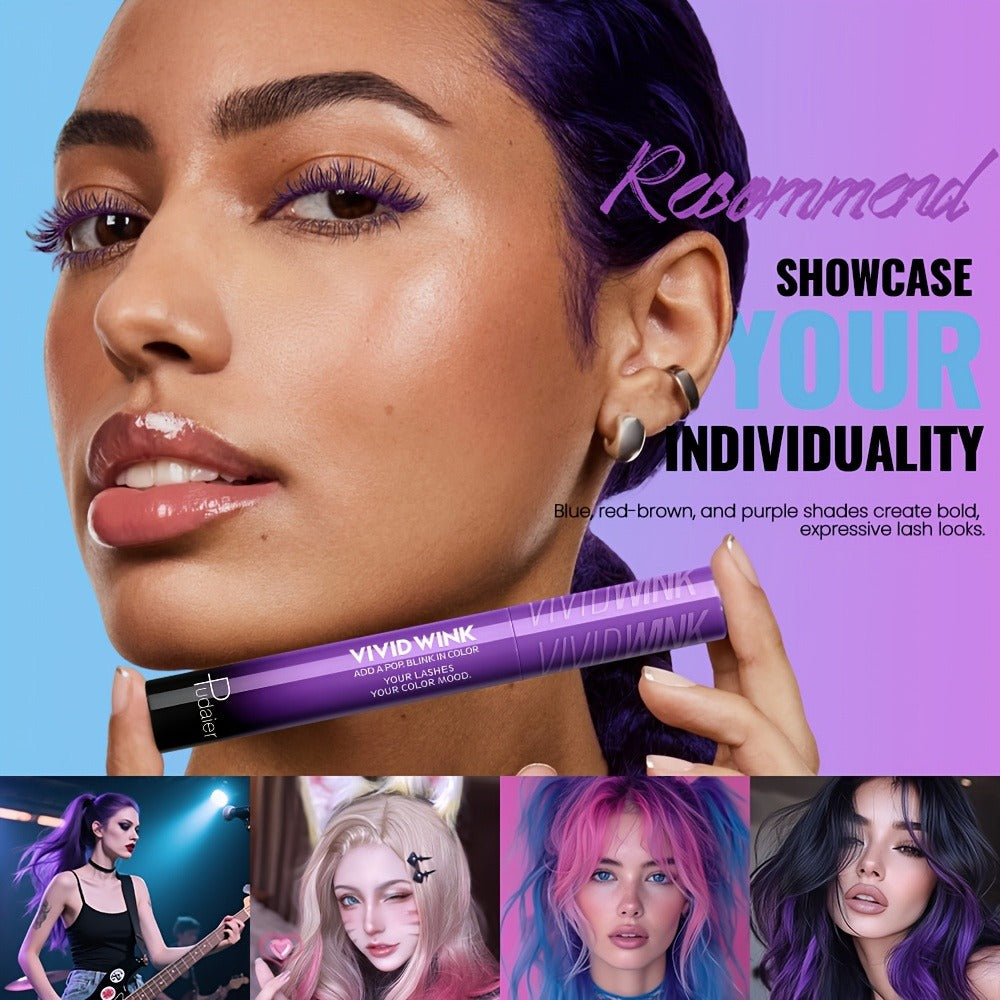 Waterproof Colored Mascara 5 Shades Smudge-Proof Clump-Free Long-Lasting Formula Vivid Eye Makeup for Stage Cosplay Everyday Wear Women