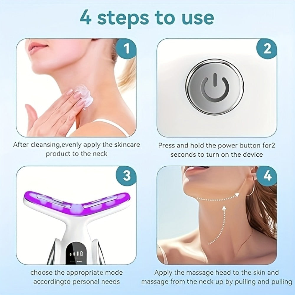 7-In-1 Multifunctional Neck And Facial Massager with LED Lights - Rechargeable, USB Charging, Lithium Battery Gift for Mom on Mother'S Day