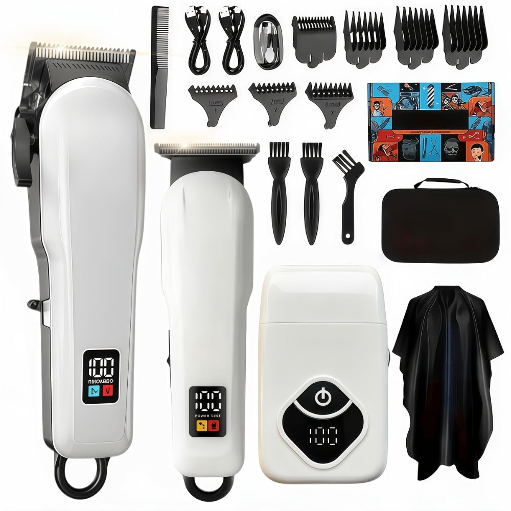 Golden Hair Clipper Professional Set, Men's Hairdresser Set, USB Charging, Large-capacity Battery Life, LCD Display Power, Business Travel Essential, Perfect Gift for Dad, Son, Brother and Friends