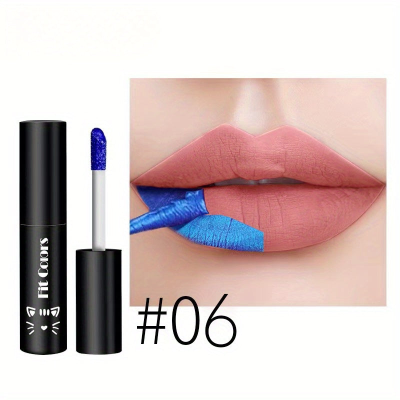 3pcs Smudge-Proof Waterproof Matte Lip Gloss - Long-Lasting -Off Lip Stain Suitable for All Skin Tones, Hypoallergenic Vegan Formula with Electric Blue & Cobalt Shades, for Music Festivals & Daily Bold Looks - Women's Gift (-Off Products)