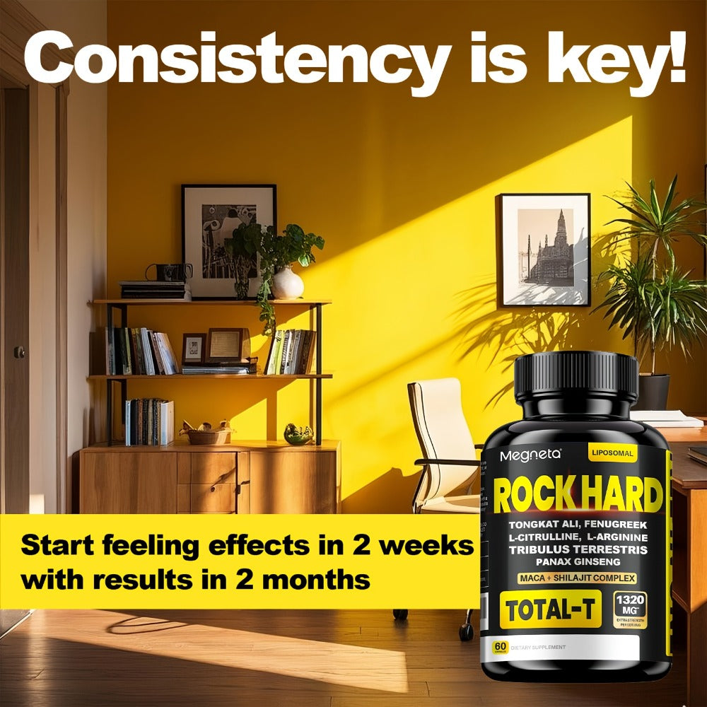 ROCK HARD Capsules| Enhanced Formula with Tongkat Ali, Tribulus Terrestris, Fenugreek & L-Citrulline|60 Count, 1 Month Supply
