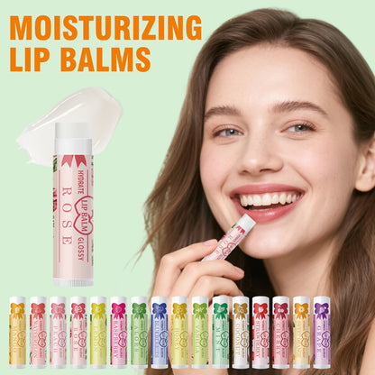 Lip Balm Set 16 Pack – Assorted Flavored Moisturizing Lip Balms for Long-Lasting Hydration & Shine | Bulk Lip Care Kit for Dry Lips, All Skin Types | Perfect Gift Set for Women, Girls & Teens
