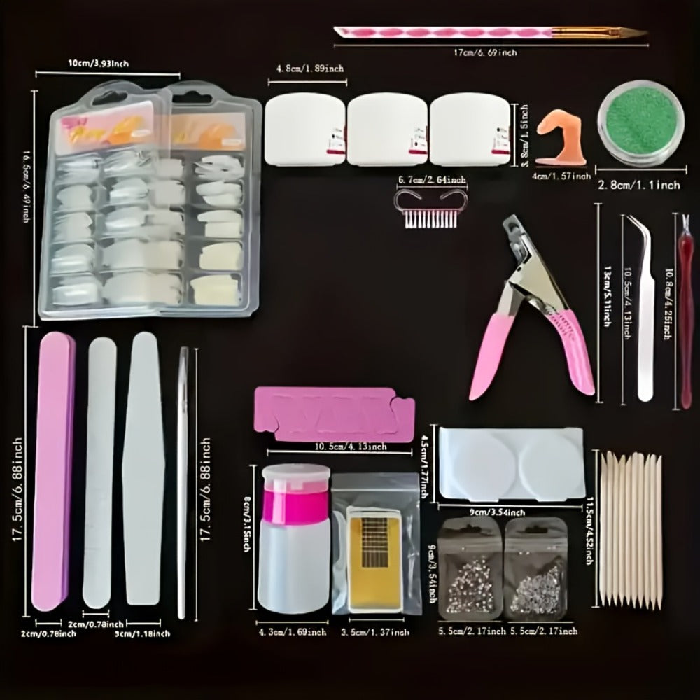 23-in-1 Professional Acrylic Nail Kit Complete with 12 Glitter Colors, White & /Pink Powder - DIY Nail Extensions for Beginners & Pros, Full Nail Set (No Glue/Liquid) - - Manicure System for Women
