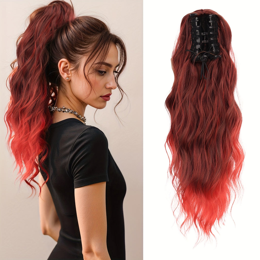 Heat-Resistant Synthetic Curly Water Wave Ponytail Wig for Women - Voluminous Multi-Color Options, Secure Clips for Daily Wear & Festive Occasions, Curly Hair Wig, Versatile Hairpiece, Stylish Hairpiece, Durable Construction, Fashion Accessory