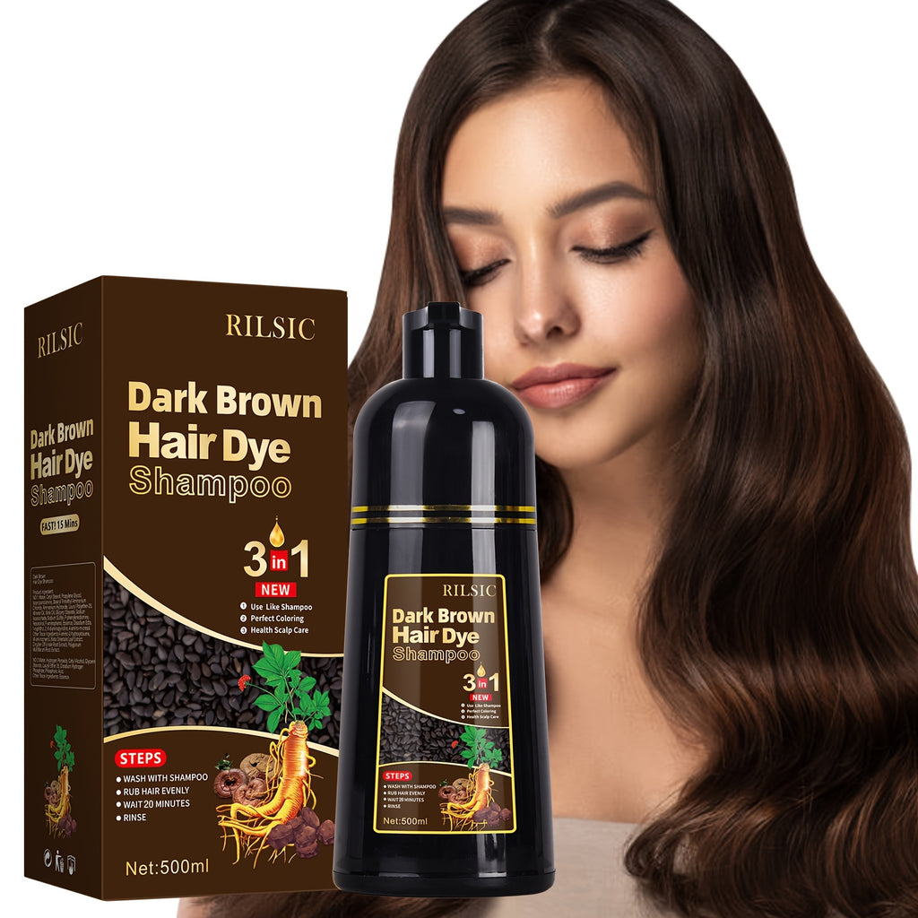 2pcs Hair Dye Shampoo For Grey Hair, 16.91oz Herbal Natural Hair Dye 3 In 1, Instant Hair Colour Shampoo, Plant Squalene Hair Shampoo, Hair Dye Hair Color Shampoo Coloring In Minutes For Women Men