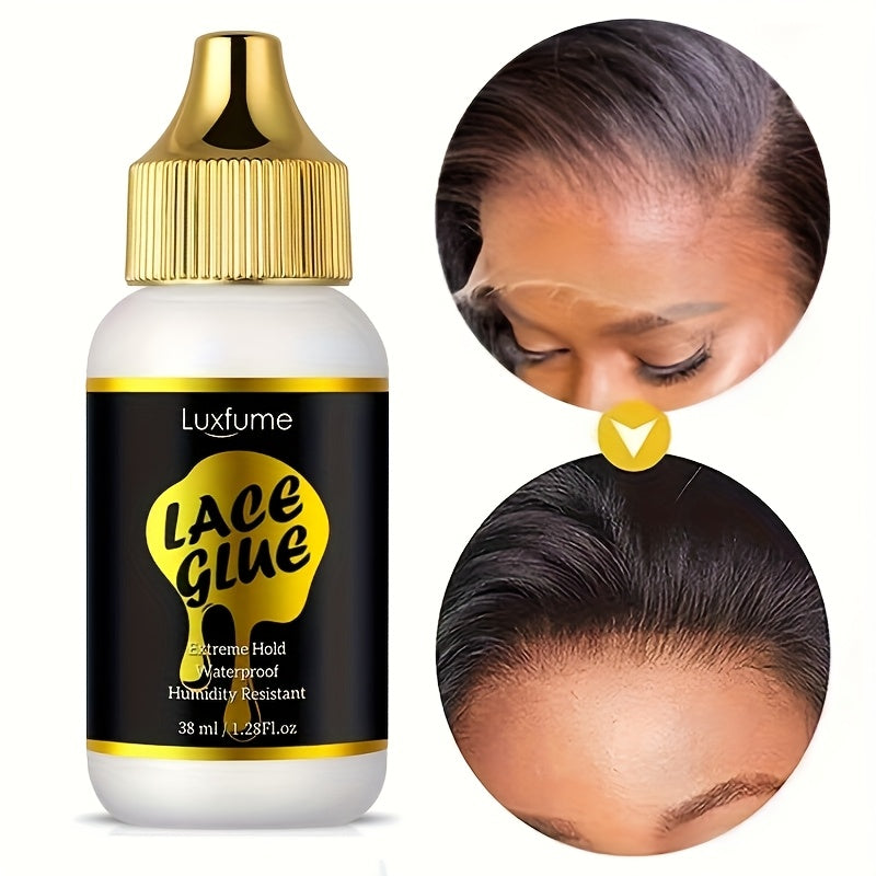 Waterproof Wig Glue - Latex-Free Strong Hold for Wigs & Lace Front | Traceless, Sweat & Rain Resistant | All Day Wear for School/Work (1.28oz)