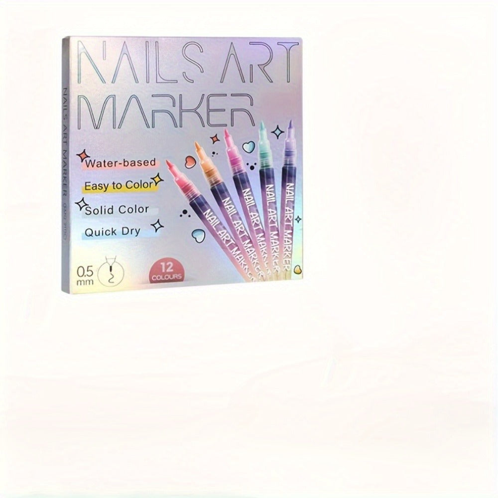 1 Set Nail Art Pen, 12 Color Nail Art Pen, Nail Art Pen DIY, Quick Drying Point Pencil, Precision 3D Graffiti Nail Art Pen, Suitable for, Family And Salon DIY, for Valentine's Day/New Year/party/graduation Gifts, School Supplies, Back to School.