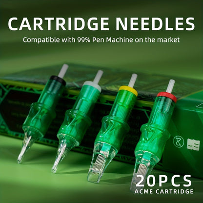 Disposable Tattoo Needles 20pcs Mixed Set - RL RS M1 C-M Multi-Gauge, High Transparency Cartridge, Lasting Sharpness & Ample Ink Capacity for Professional Artists & Beginners