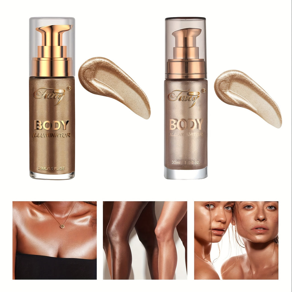 Set of Two Liquid Luminizers That Provide a Moisturizing Shimmer for Both Face And Body, Perfect for Summer Makeup As an All-In-One Highlighter
