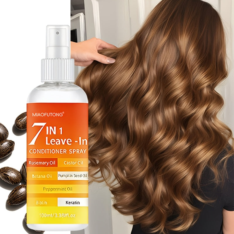7-in-1 Hair Care Spray - More Versatile Than Conditioner! Multi-effect Essence Spray, Lasting Hold, Floral Scent, Boosts Confidence, Daily Essential, Tackles Frizz, Dryness, And Flatness, Easily Creates Shiny Hair!