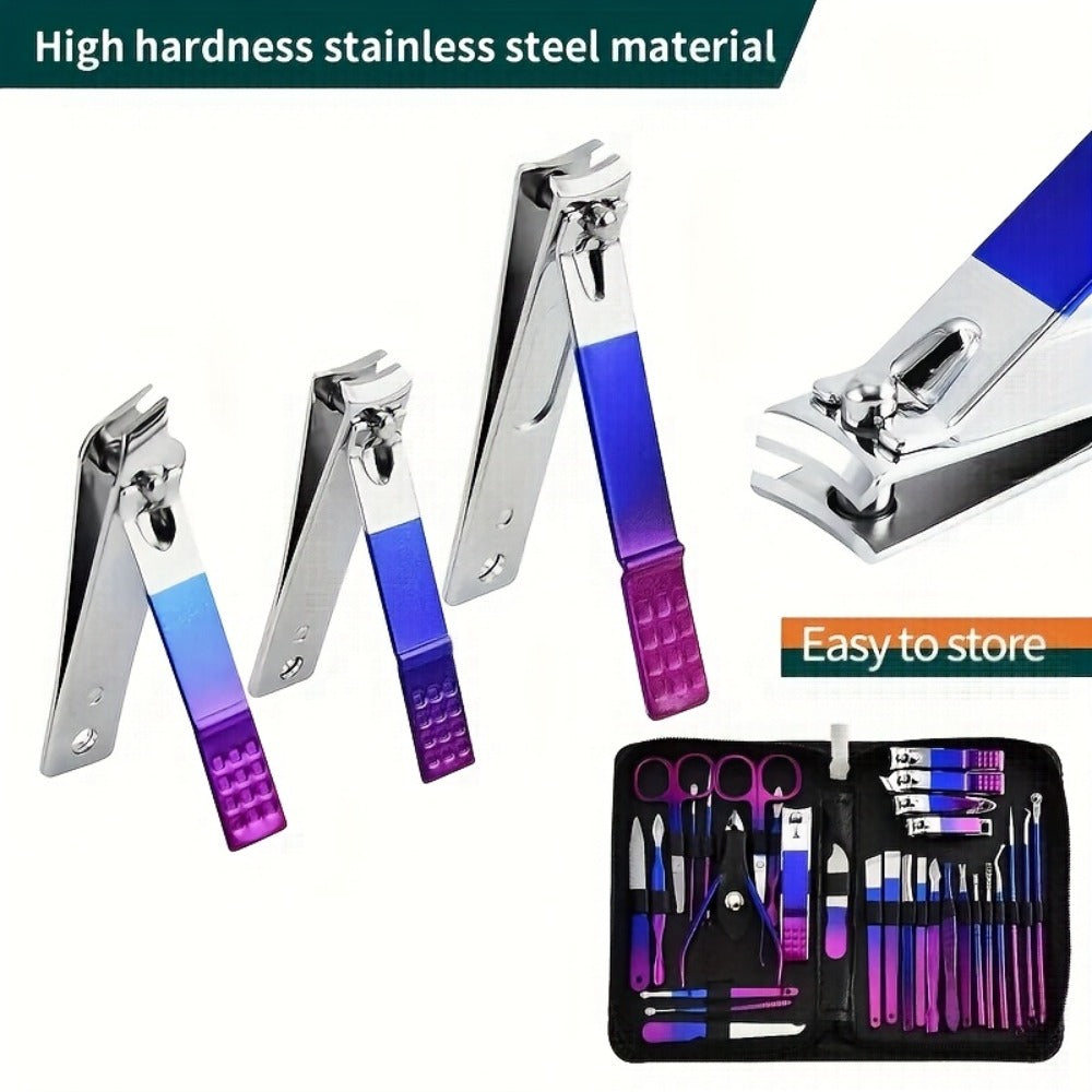 9/18/30/60pcs Manicure Set | Gradient Purple-Blue, Black, Pink, Dark Green Options | Professional Nail Clipper & Pedicure Kit | Portable Travel Grooming Tools For Cuticle Trimming & Nail Care | Ideal Valentine'S Day & Spring Festival Gift For Her