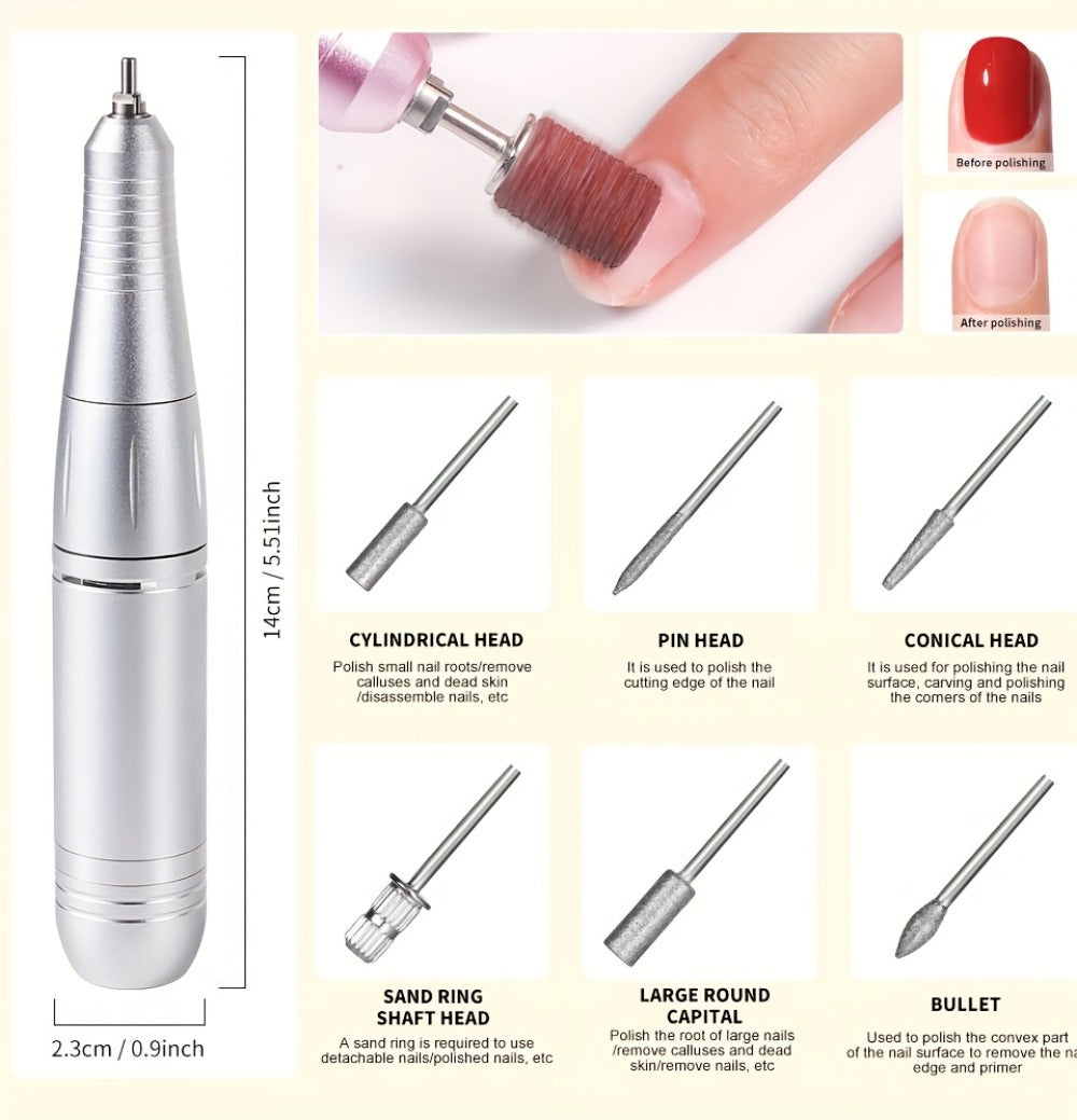 45000RPM Portable Electric Nail Drill Machine with LCD Display Nails Sander for Acrylic Gel Polish Rechargeable Nail Tool