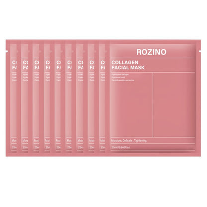 Collagen Sheet Mask Set 10pcs — Bio-Collagen Hydrogel Face Mask with Aloe Vera, Intense Hydration for Dewy Glowing Skin, Alcohol-Free Hypoallergenic, 25ml Each