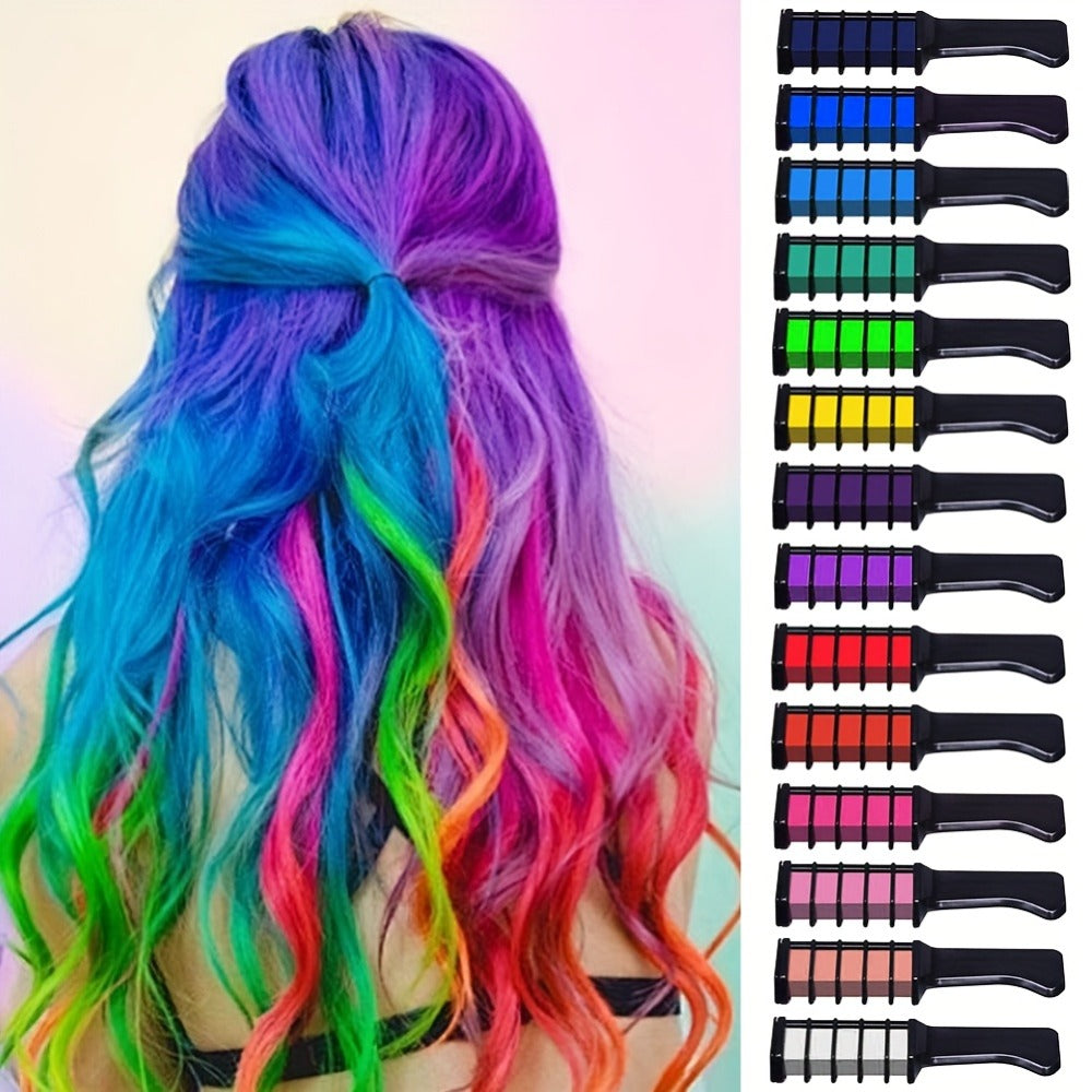 14-Color Hair Dye Chalk Comb - Temporary Washable, Plant-Based Squalane & Glycerin, Perfect for Creative Styles & Parties, YTRUNS Hair Styling Tool, Temporary Hair Color | Vibrant Hair Dye | Glycerin Based Dye