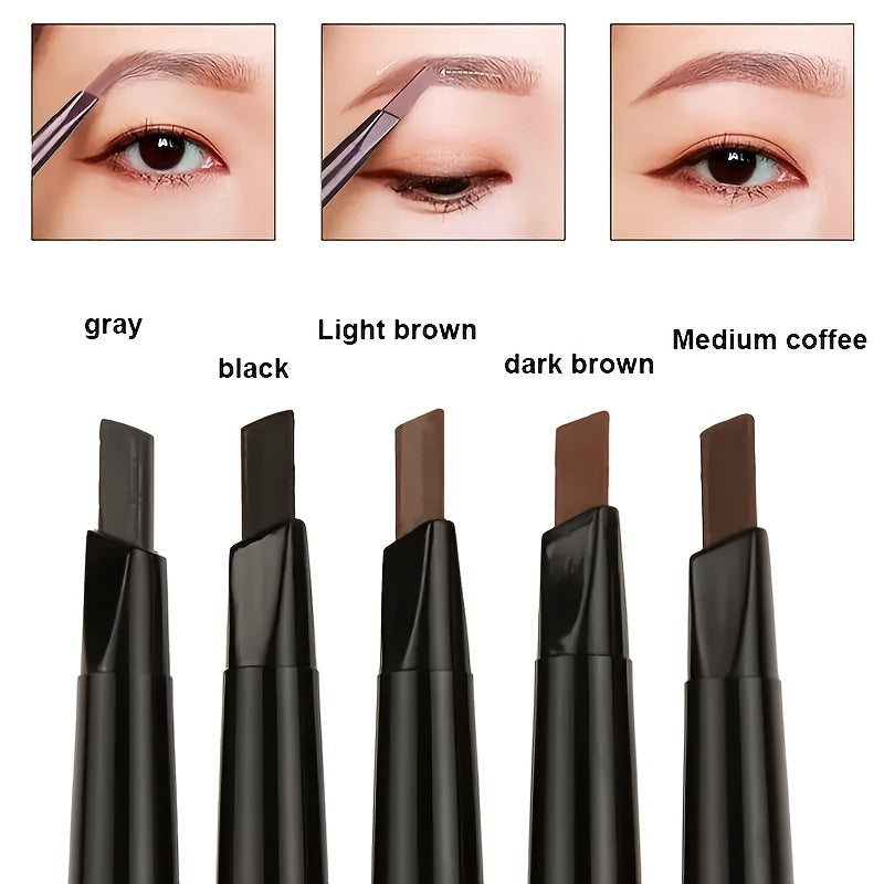 12 pack double ended eyebrow pencil waterproof 5-color natural makeup double ended automatic eyebrow pencil waterproof long effect simple eyebrow pencil and eyebrow brush, perfect gift for Mother's Day