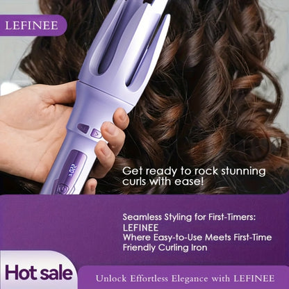 Automatic Rotating Curling Iron 4 Temperature Settings Negative Ion Ceramic Barrel Anti-Tangle Auto Shut-Off Dual Voltage 110-240V Fast Heat 30s Beginner-Friendly Gift for Women