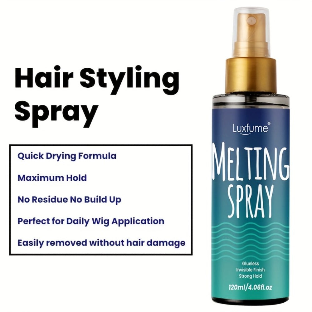 Lace Wig Glue Spray Kit Edge Control Extra Hold Lace Melting Spray Bold Hold Hair Glue Quick Dry No Residue 24H Long Lasting Safe for Sensitive Scalp 120ml