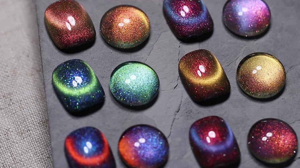 BORN PRETTY 0.34oz 6pcs Double Light Reflective Glass Cat Magnetic Gel Polish for Halloween Party Sparkling Rainbow Color Gel Soak Off