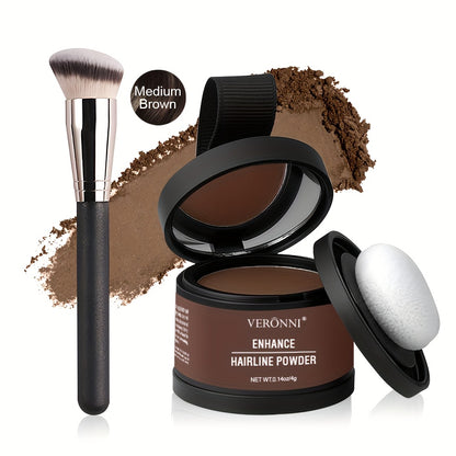 Hairline Shadow Powder Kit with Brush — Instant Waterproof Hairline & Hair Root Concealer | Natural Seamless Finish | 6 Shades for Men & Women