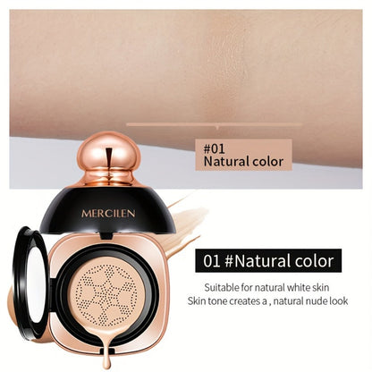 CC Cream Concealer Air Cushion Moisturizing - MERCILEN Medium Coverage Natural Finish Hydrating Long-Lasting Buildable Foundation for Sensitive Skin Daily Wear