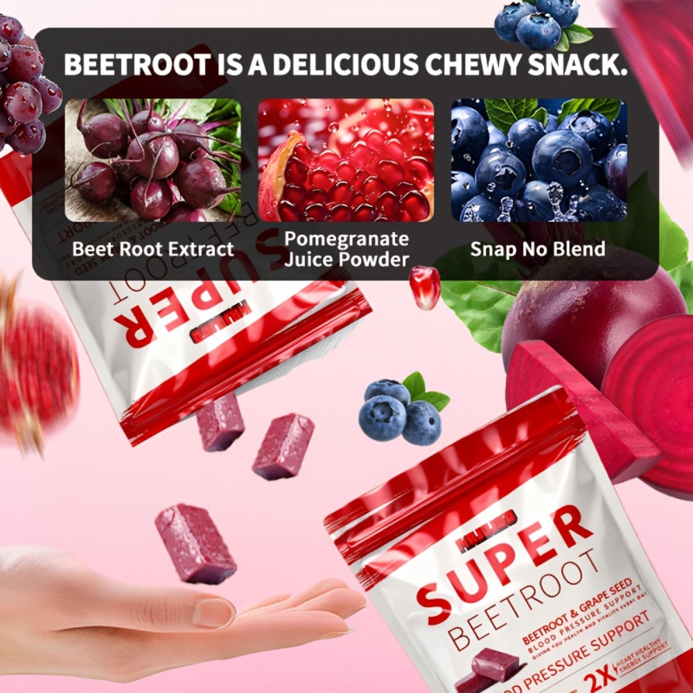 Beetroot Chewable Gummies, Beetroot Powder Containing Beetroot Formula, Beetroot Supplements Rich In Vitamins, Minerals, And Antioxidants, Pomegranate Berry Flavor, 60g Gummies