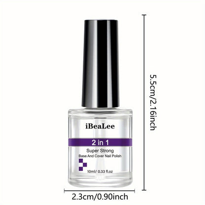 2-in-1 Base Coat and Top Coat Nail Polish Super Strong Long Lasting Chip Resistant High Shine Nourishing Nail Treatment for Healthy Beautiful Nails Stops Chipping and Peeling 10ml