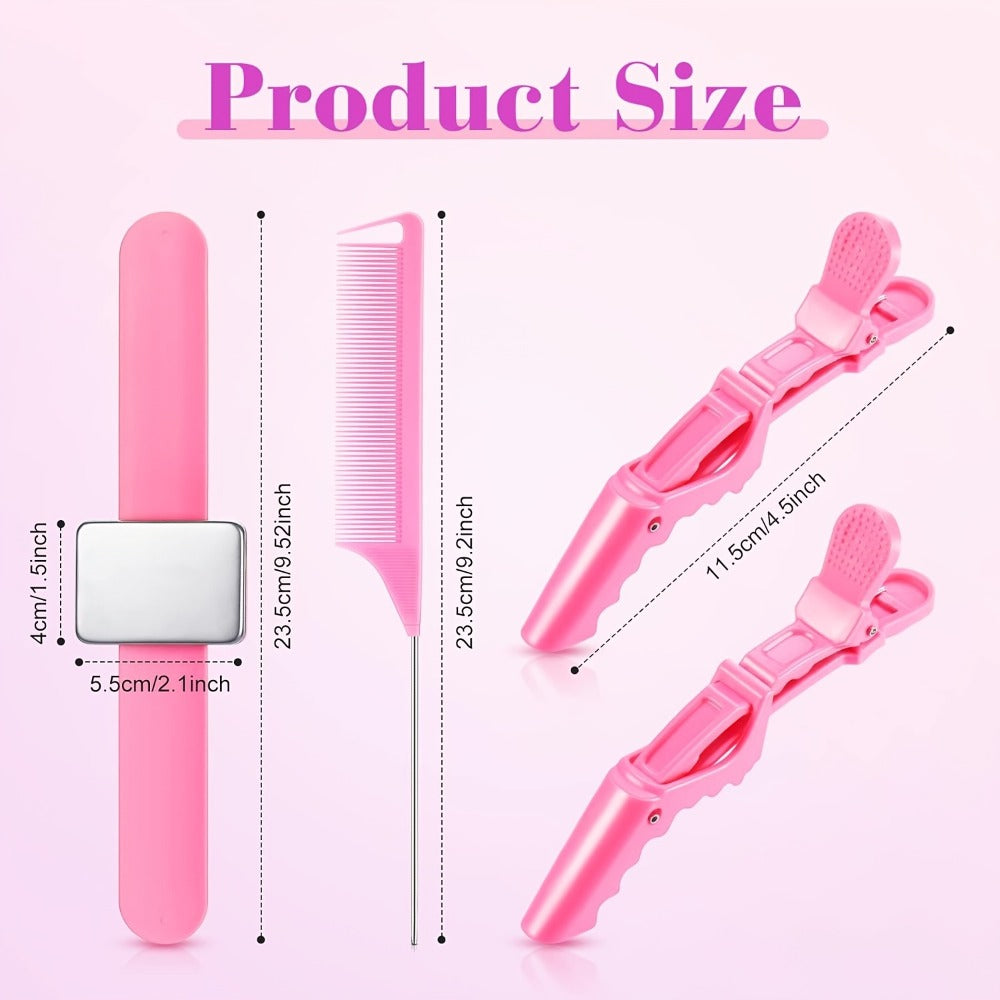 Iron Wrist Bracelet for Curling Hair, Silicone Patting Hair Styling Separator, Crocodile Clip for Hair Salon, Hair Clip for Perming and Dyeing, Bangs Positioning Clip